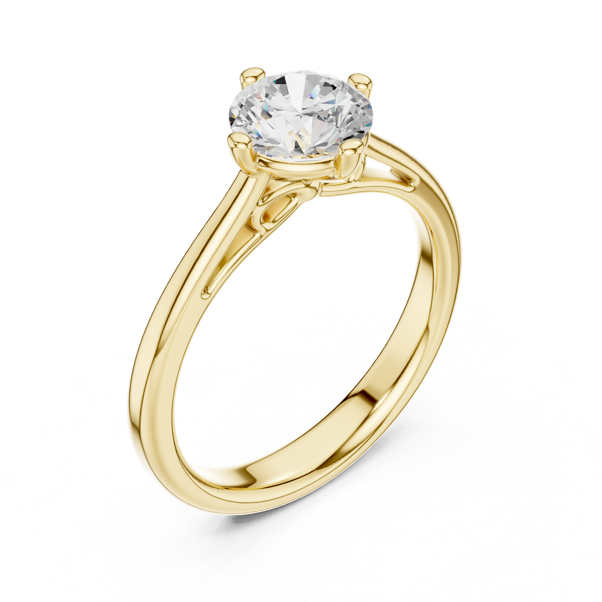 Round Lab Diamond Solitaire Engagement Ring - View 2