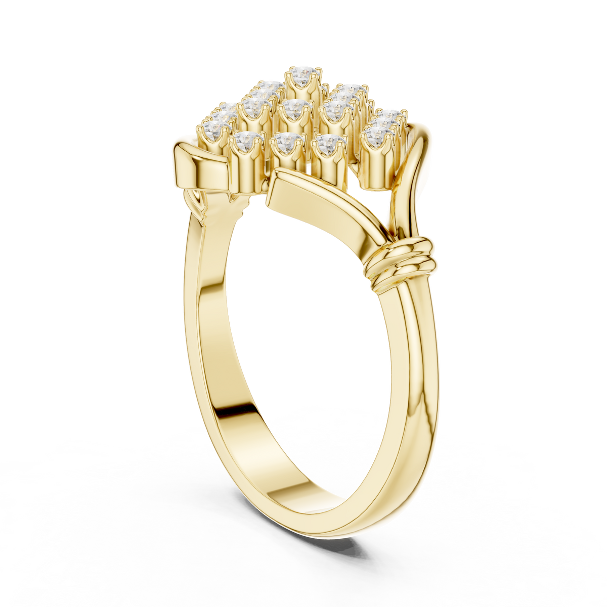 round cut lab diamond ring elegant wave framed design - view 5
