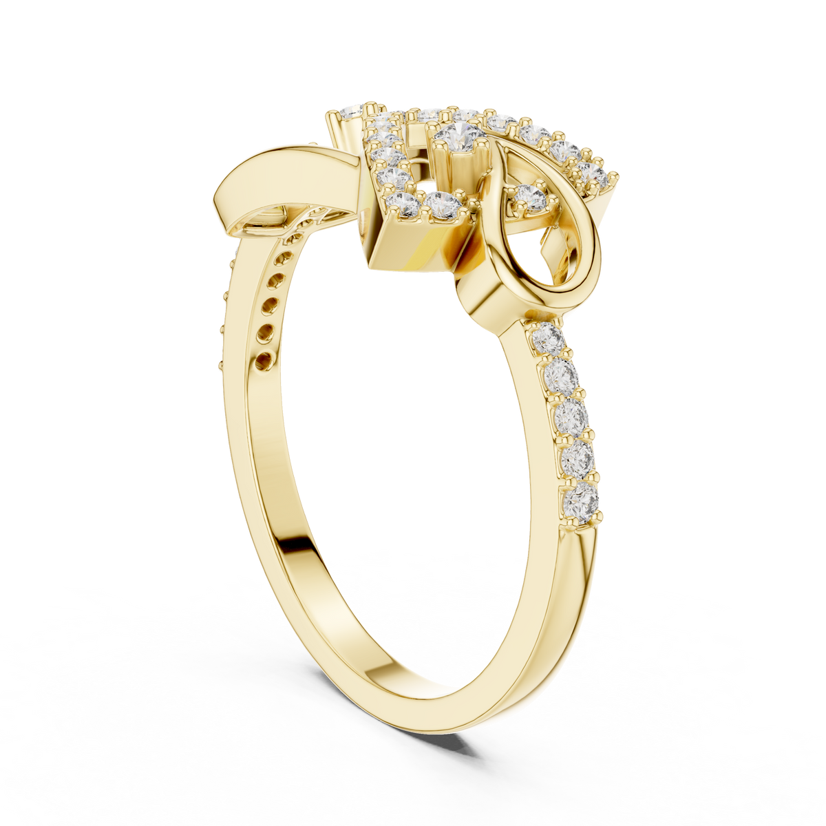 Open Trillion Shape Pave Lab Diamond Wedding Ring - View 3