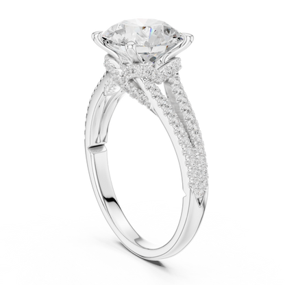 Round Cut Lab Diamond Split Shank Pave Setting Ring - View 7