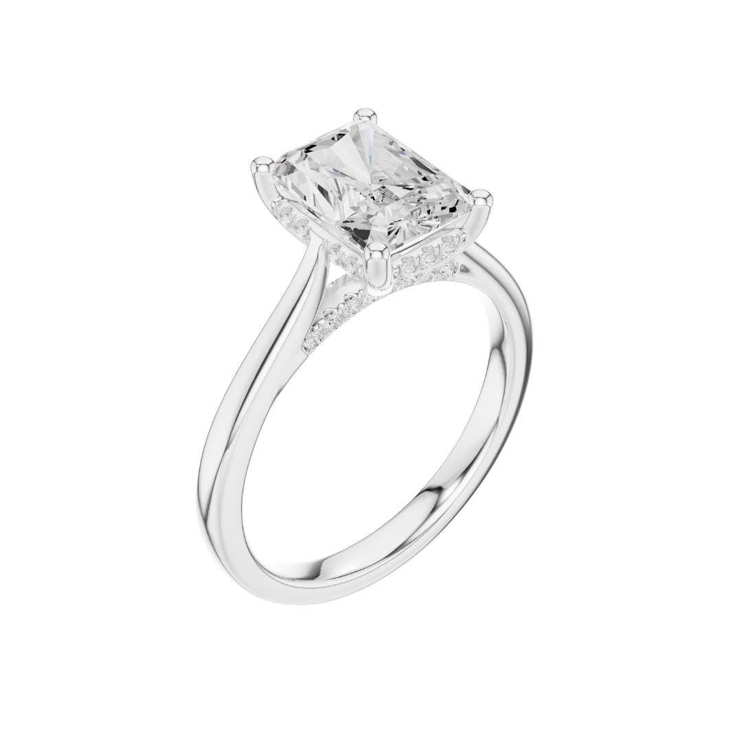 Radiant Cut Lab Diamond Split Shank Solitaire Engagement Ring - View 6
