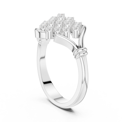 Round Cut Lab Diamond Ring Elegant Wave Framed Design - View 7
