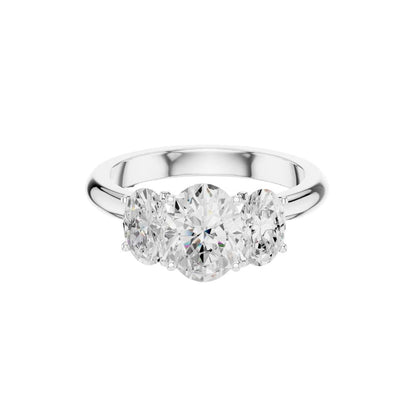 Exclusive Three Stone Oval Lab Diamond Ring - View 3