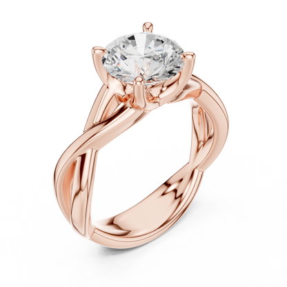 Round Cut Lab Diamond Infinity Twist Ring - View 3