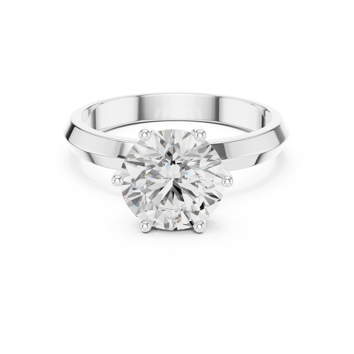 Round Cut Lab Diamond Solitaire Engagement Ring - View 3