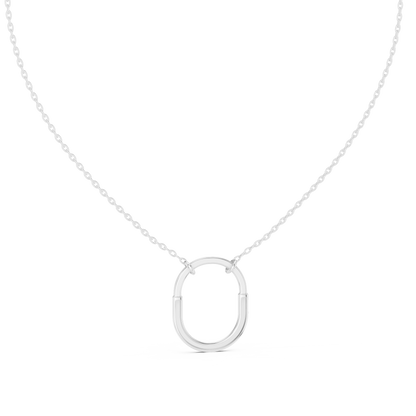 U Shape Hardware Pattern Statement Pendant with Round Lab Grown Diamond - View 9