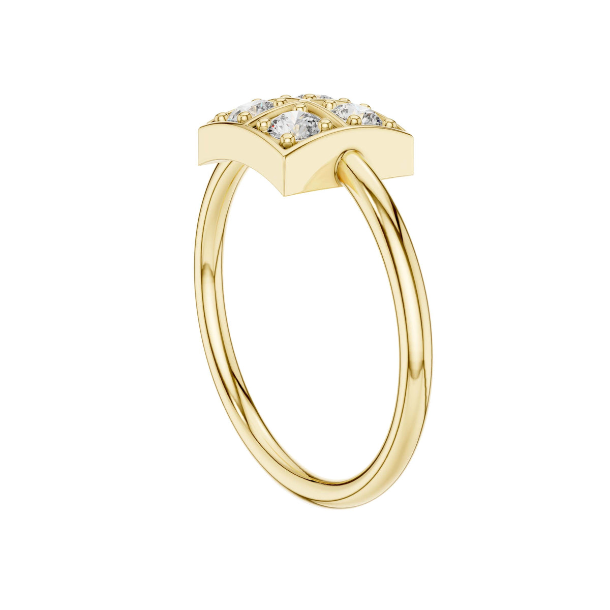 square quad bezel set moissanite diamond cluster ring - view 10