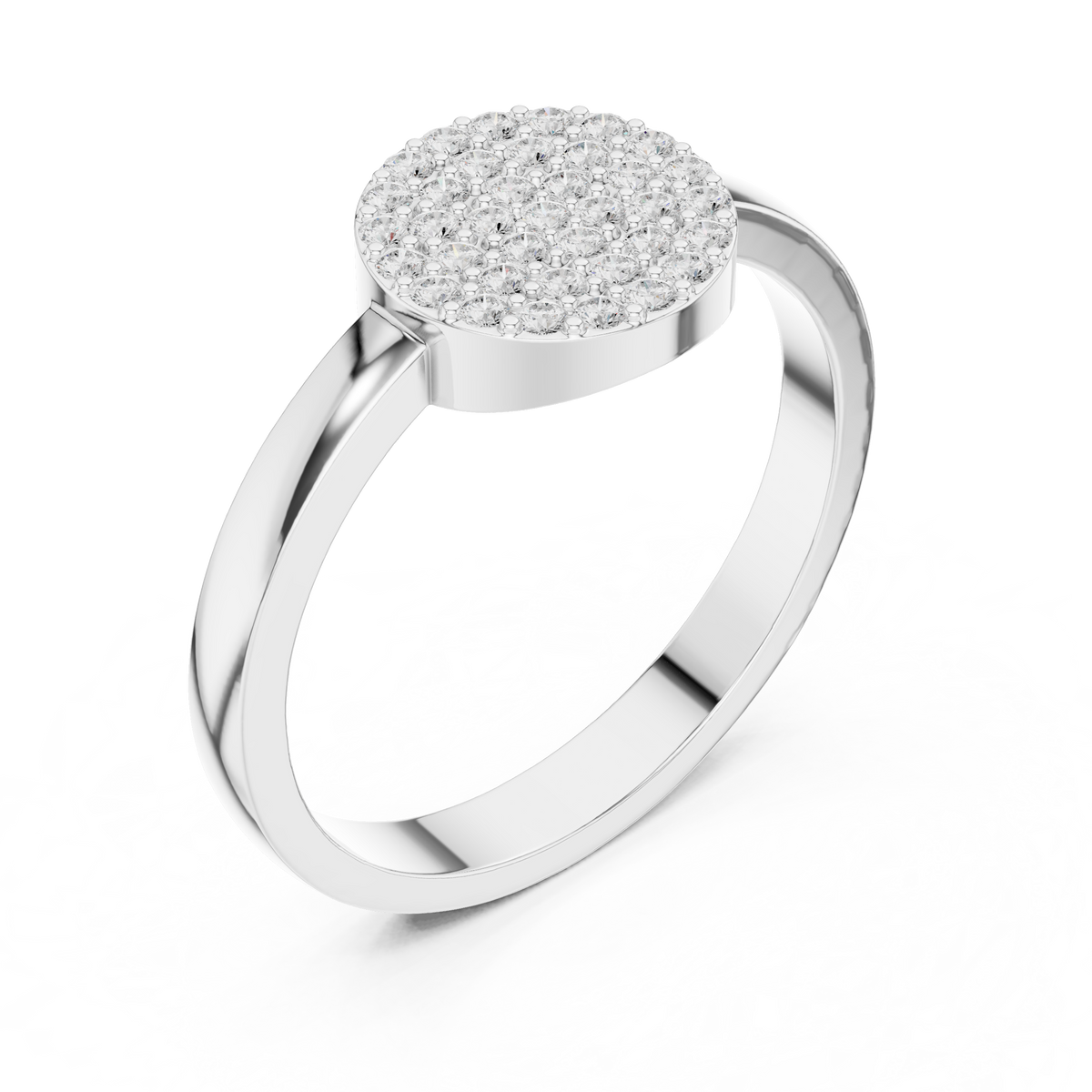 Round Pave Diamond Statement Lab Diamond Ring - View 4