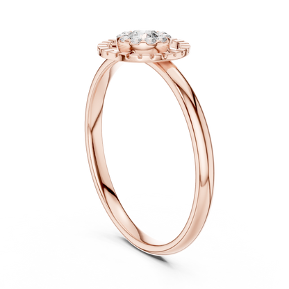 Round Moissanite Diamond Halo Cluster Split Ring - View 6