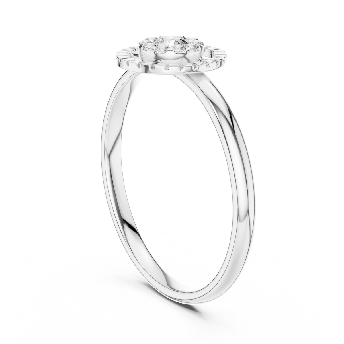 round moissanite diamond halo cluster split ring - view 7