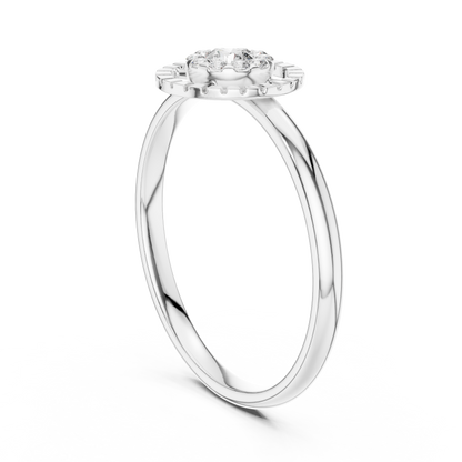 Round Moissanite Diamond Halo Cluster Split Ring - View 7