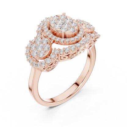 Triple Halo Lab Grown Diamond Cluster Statement Ring - View 5