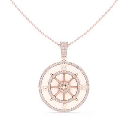 Directional Wheel Pattern Statement Charm Featuring Round Lab Grown Diamond - View 2