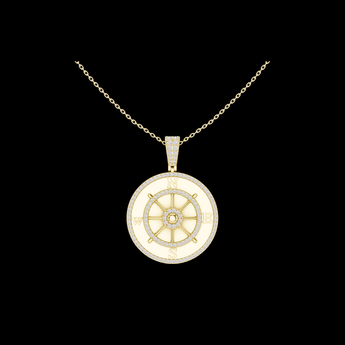 directional wheel pattern statement charm featuring round lab grown diamond