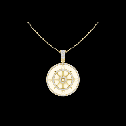 Directional Wheel Pattern Statement Charm Featuring Round Lab Grown Diamond