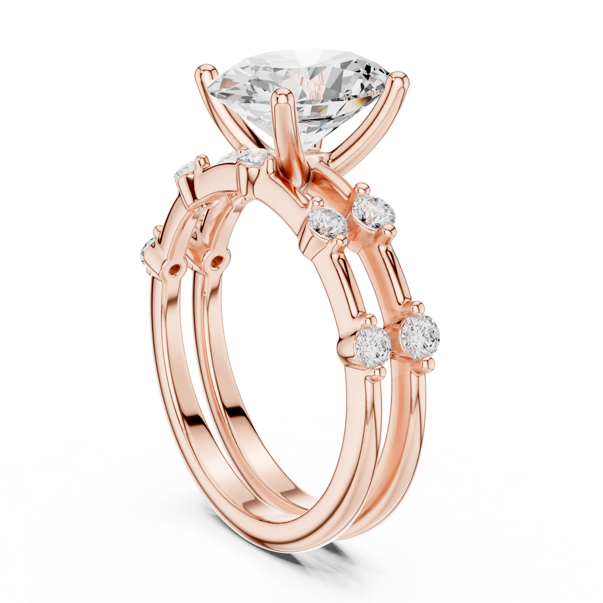 Handcrafted Oval Cut Lab Diamond Split Shank Ring - View 11