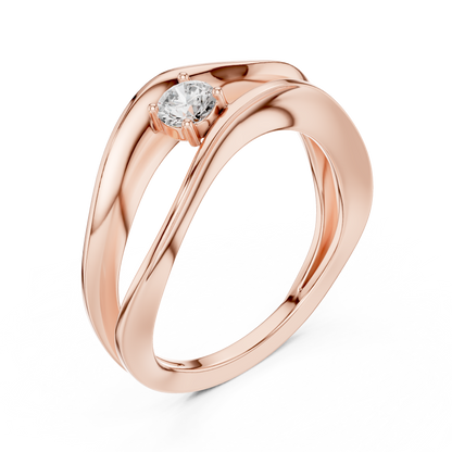 Round Solitaire Twisted Sculpted Split Band Lab Grown Ring - View 11