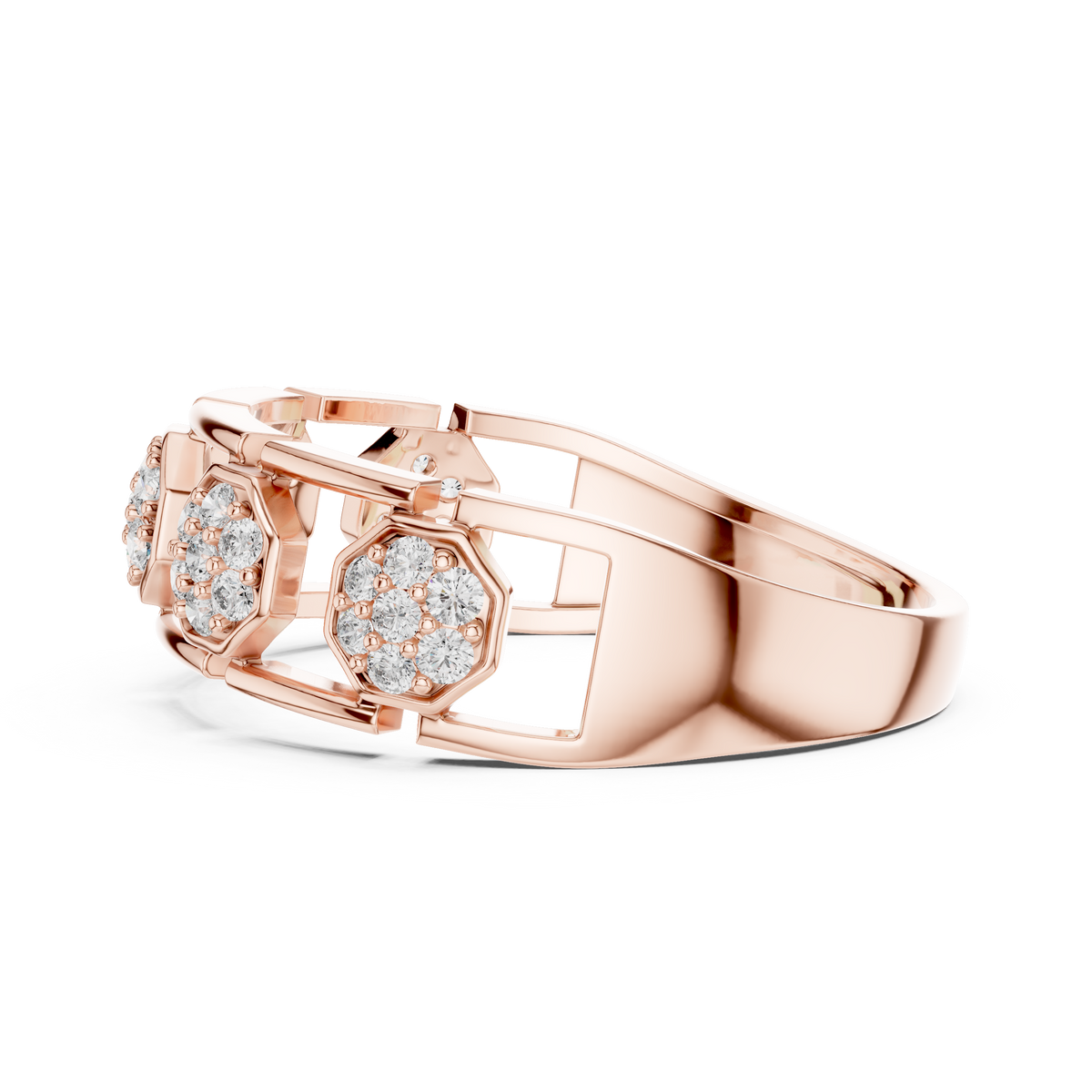 Round Cut Lab Diamond Openwork Band Ring - View 11