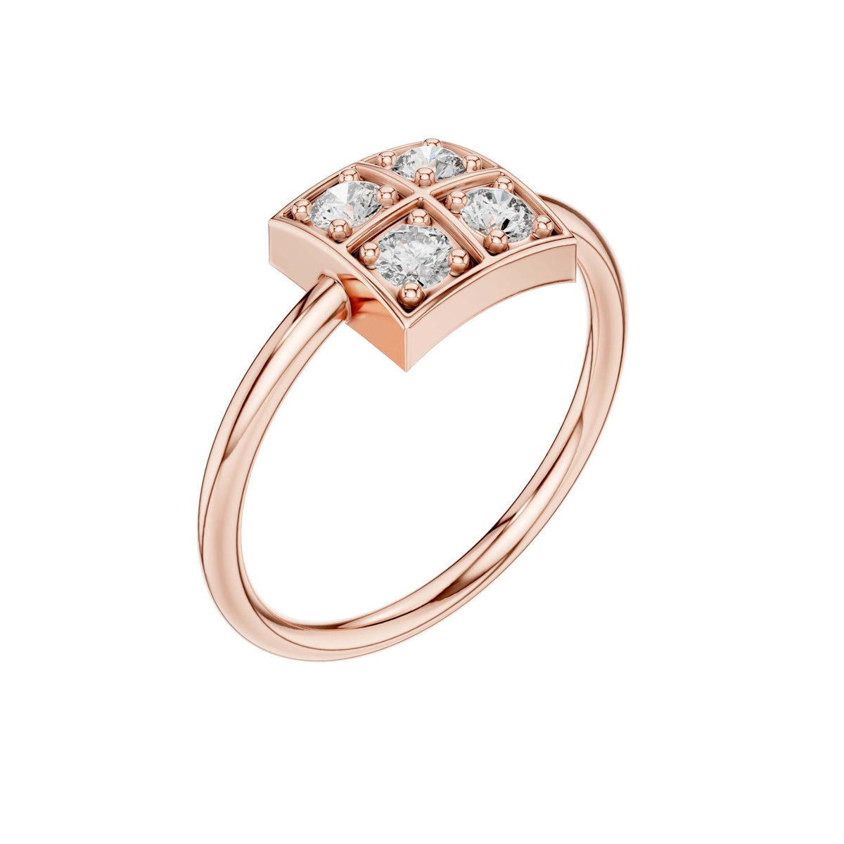Square Quad Bezel Set Lab Diamond Cluster Ring - View 5