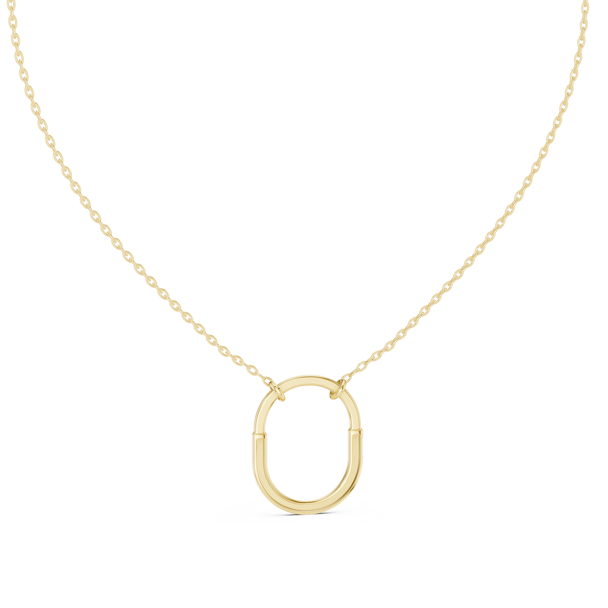 u shape hardware pattern statement pendant with round lab grown diamond - view 7