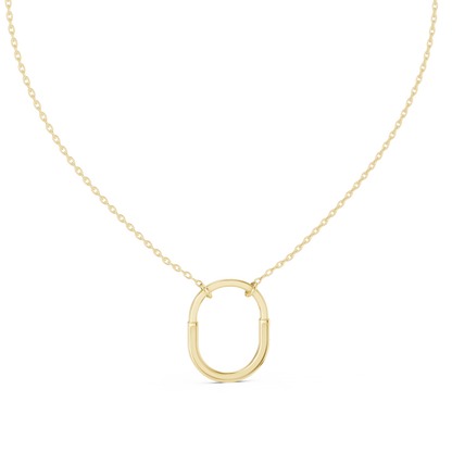 U Shape Hardware Pattern Statement Pendant with Round Moissanite Diamond - View 7