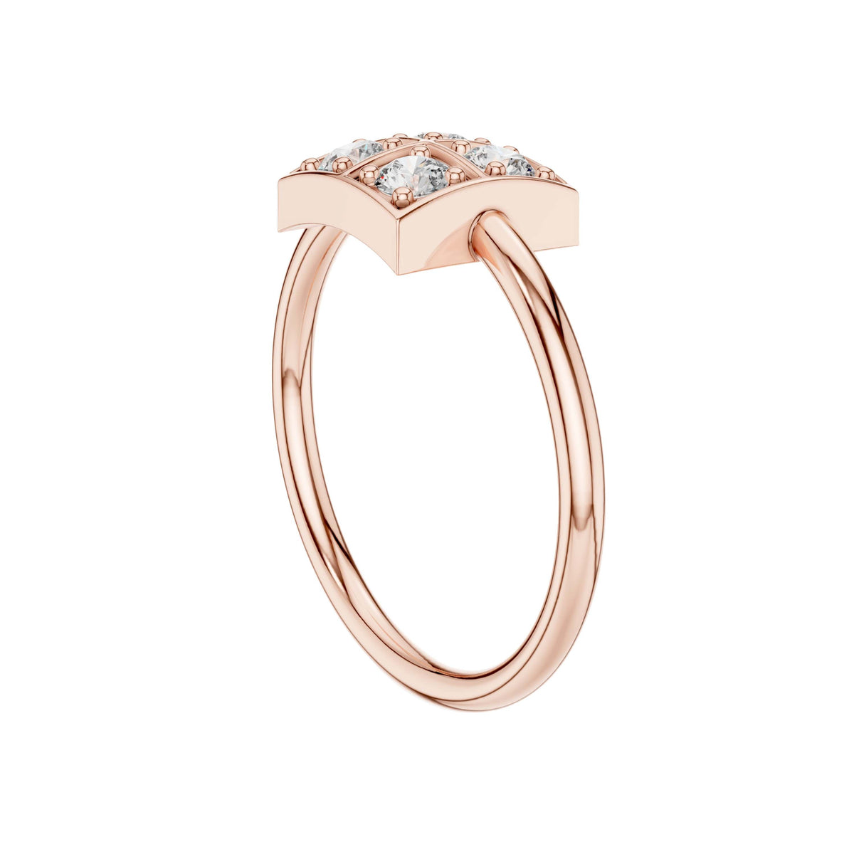 square quad bezel set lab diamond cluster ring - view 11