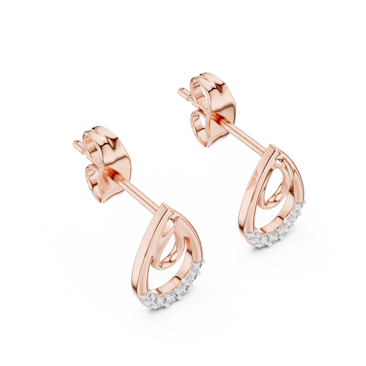 iconic loop round lab diamond stud earrings with interlinked teardrop elegance - view 5