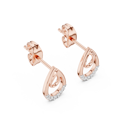 Iconic Loop Round Lab Diamond Stud Earrings with Interlinked Teardrop Elegance - View 5