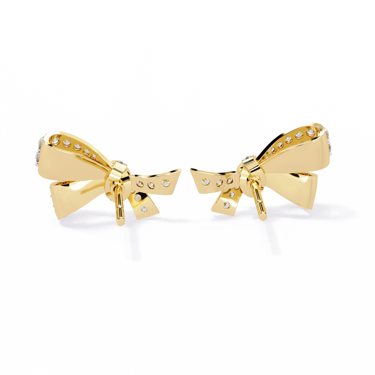 exquisite round moissanite radiant ribbon diamond bow stud with sparkling glamour earring - view 7