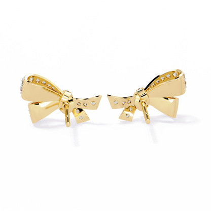 Exquisite Round Moissanite Radiant Ribbon Diamond Bow Stud with Sparkling Glamour Earring - View 7