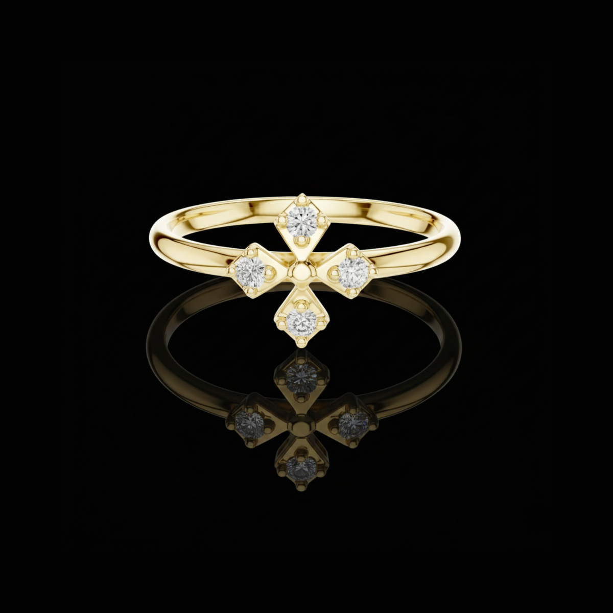 geometric round lab diamond engagement ring