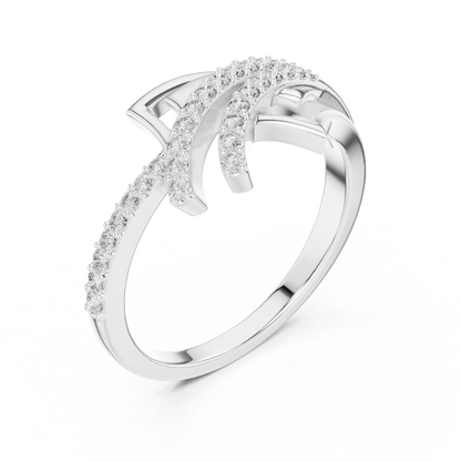 Crossover Pave Setting Round Lab Diamond Engagement Ring - View 4