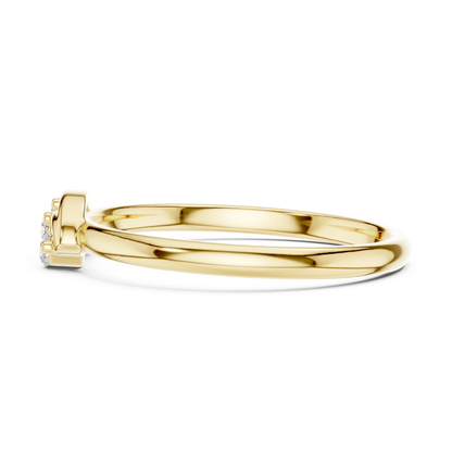 Round Cut Lab Diamond Three Stone Wave Ring - View 7
