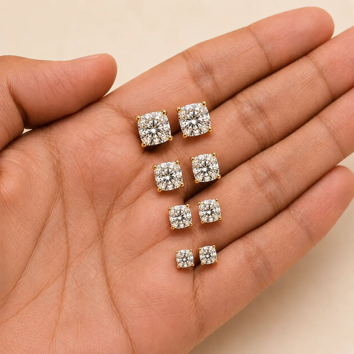cushion cut lab diamond solitaire stud earring