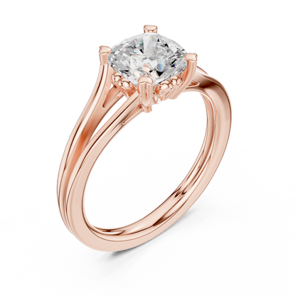 Split Shank Cushion Cut Lab Diamond Solitaire Rings - View 3