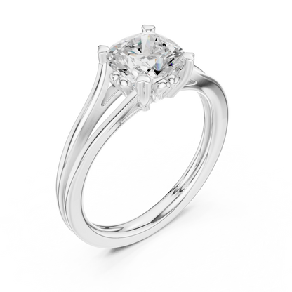 Split Shank Cushion Cut Lab Diamond Solitaire Rings - View 4