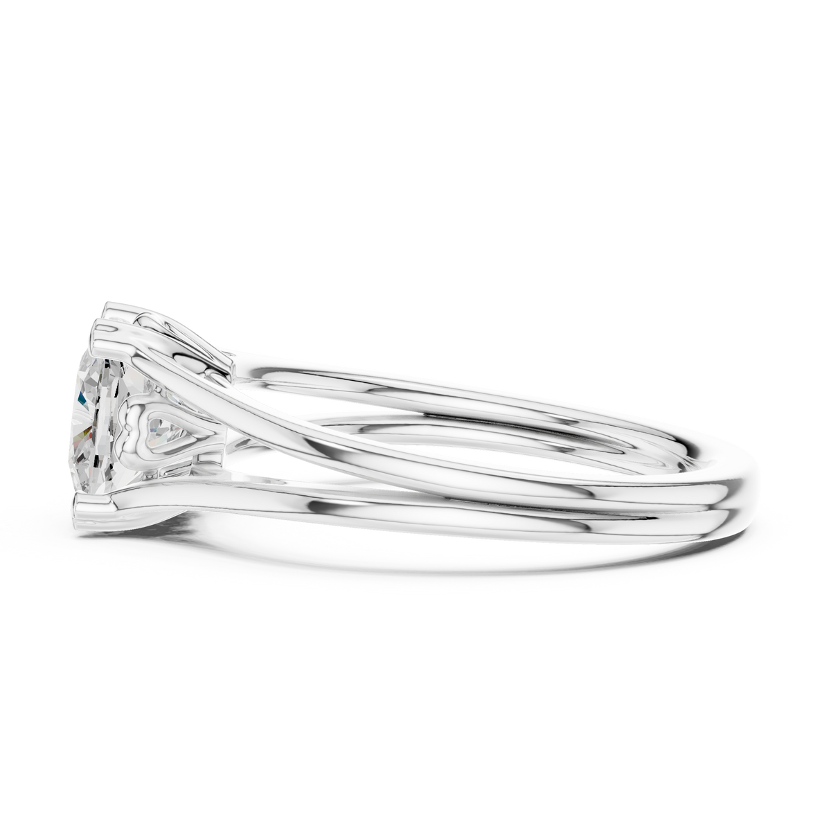 Split Shank Cushion Cut Lab Diamond Solitaire Rings - View 10
