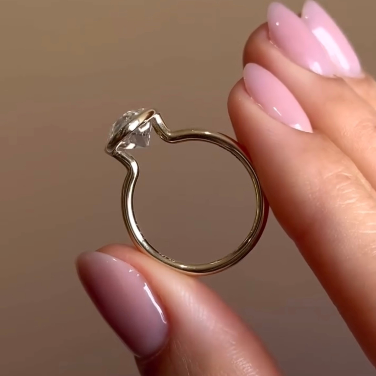 Bezel Setting Oval Cut Moissanite Diamond Solitaire Ring - View 3
