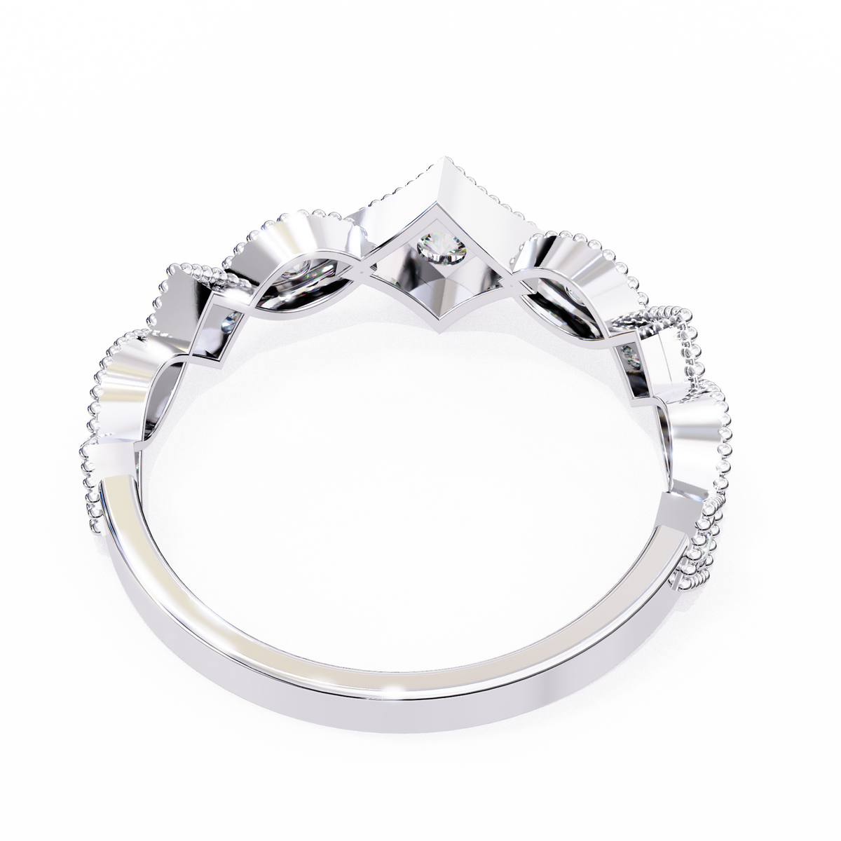 Princess Cut Chevron Lab Diamond Stackable Wedding Band Ring - View 12