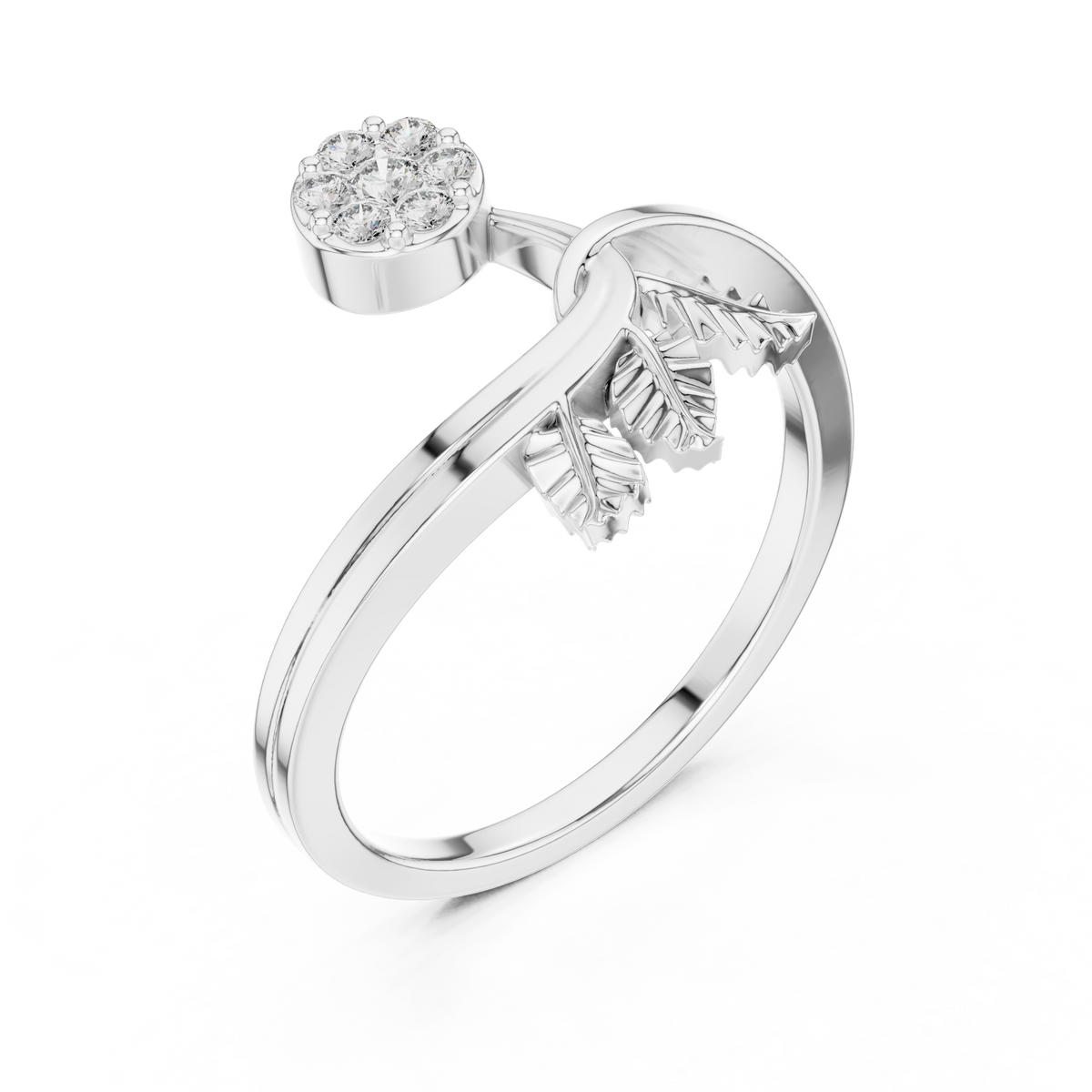 Nature Inspired Lab Diamond Leaf Delicate Ring - View 4