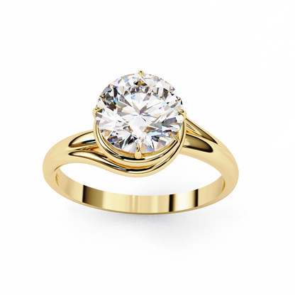 Unique Round Cut Lab Diamond Solitaire Promise Ring - View 2