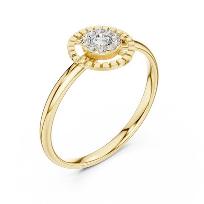 Round Moissanite Diamond Halo Cluster Split Ring - View 2