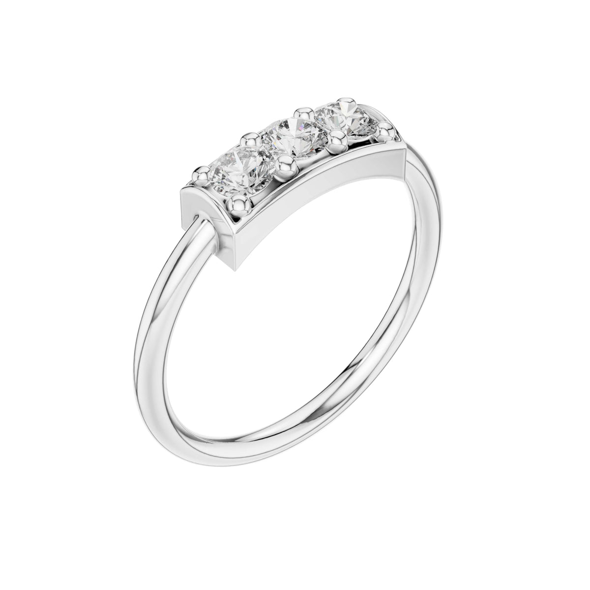 round three stone lab diamond minimalist ring - view 6