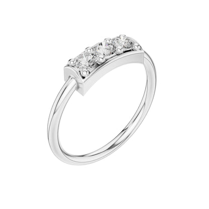 Round Three Stone Lab Diamond Minimalist Ring - View 6