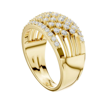 Round Cut Multi Row Pave Lab Diamond Statement Band Ring - View 10