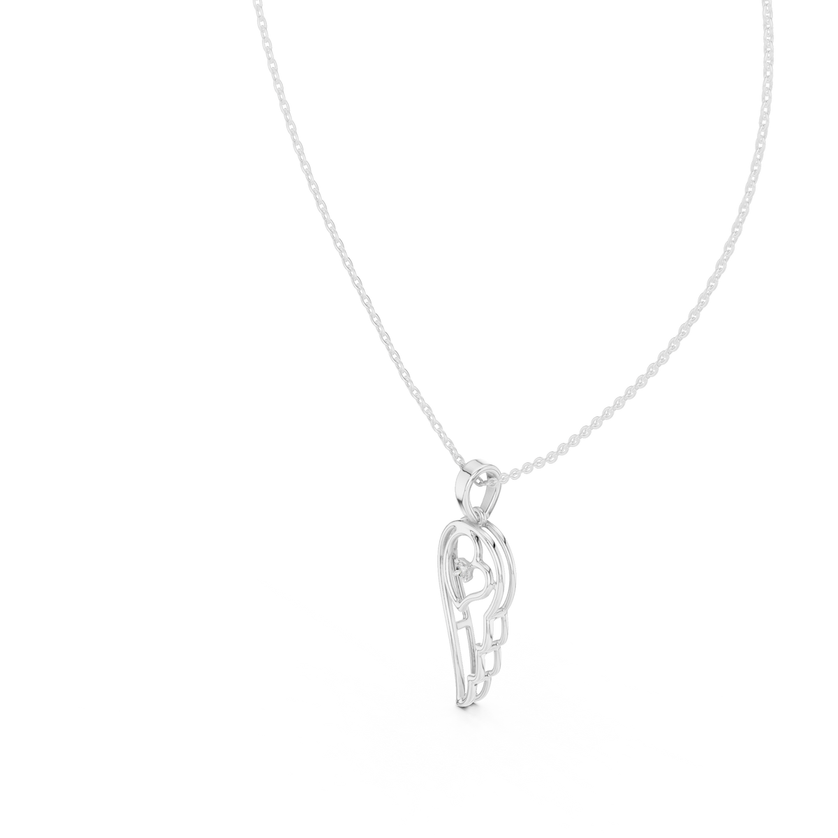 abstract spiritual silhouette charm pendant with round lab grown diamond - view 12