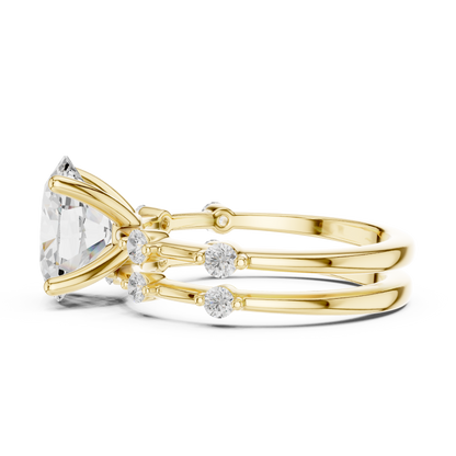 Handcrafted Oval Cut Lab Diamond Split Shank Ring - View 7