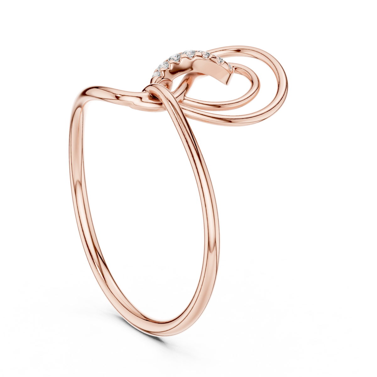 Abstract Open Loop Pave Lab Diamond Statement Anniversary Ring - View 6