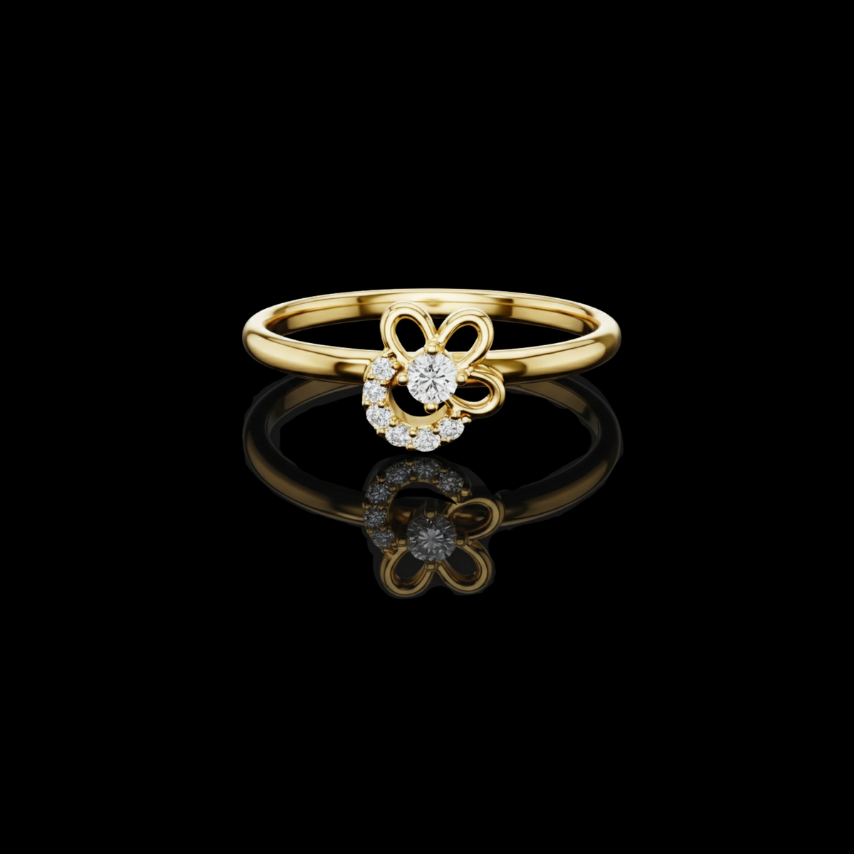 Floral Loop Round Cut Lab Diamond Statement Engagement Ring
