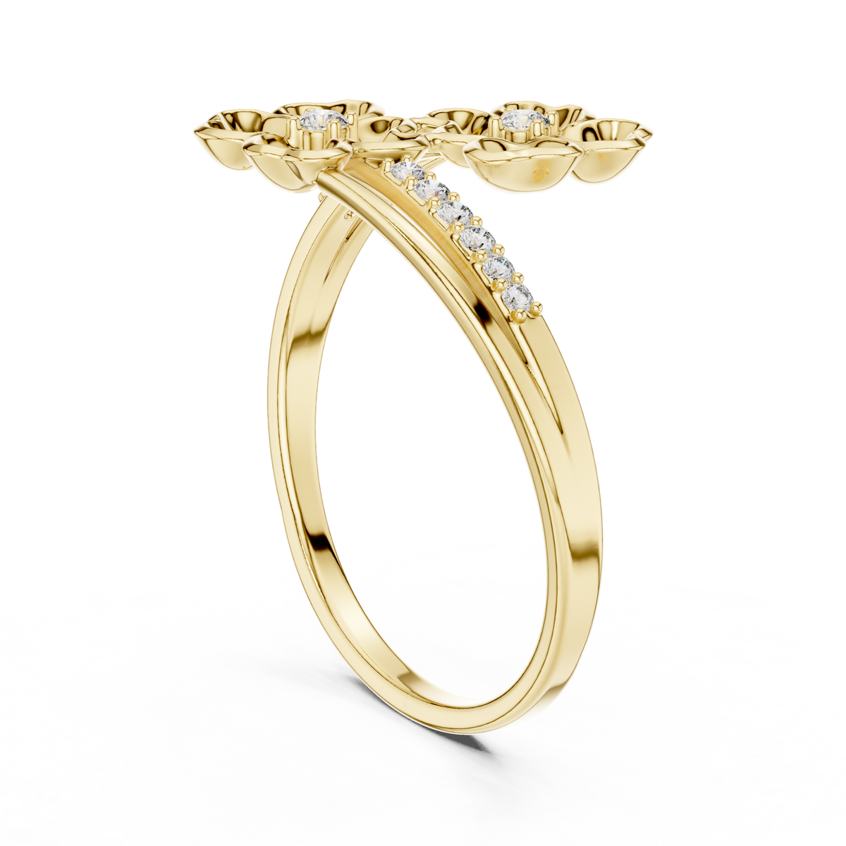 dual flower bypass split pave shank lab ring - view 5